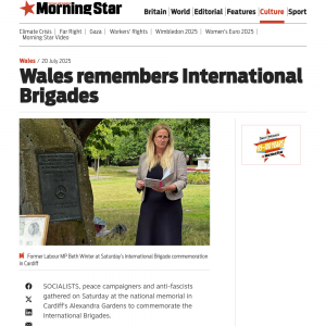 Screenshot from the Morning Star article commemorating the Welsh International Brigades.