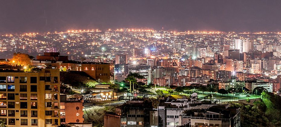 Panoramic night view of Caracas, Venezuela