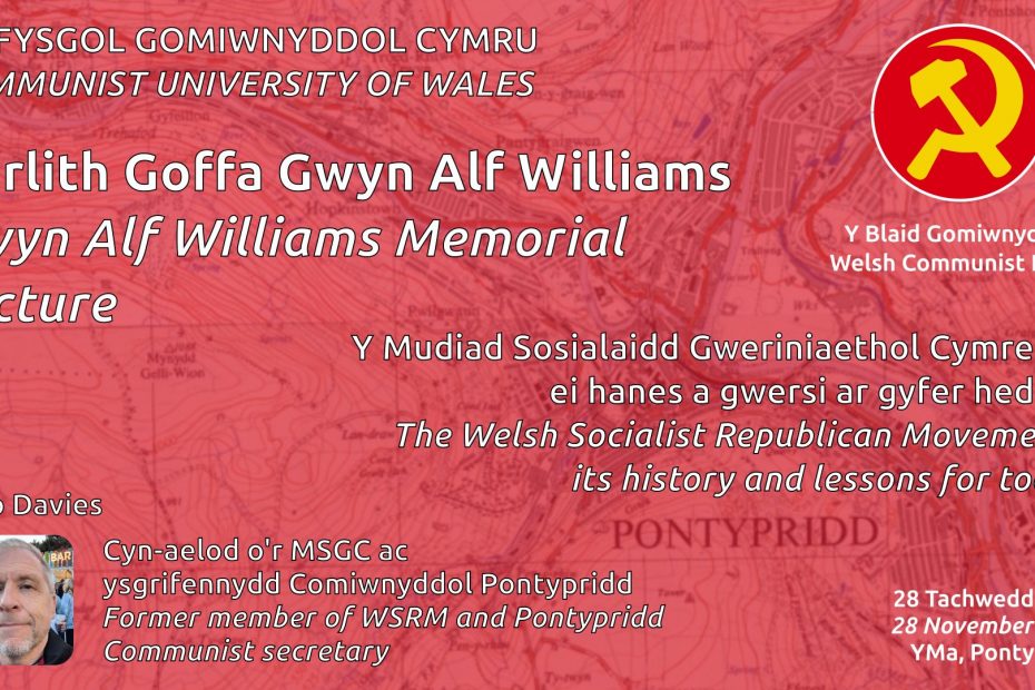Flyer for the Welsh Socialist Republican Movement - its history and lessons for today