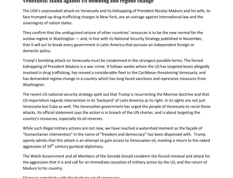 Venezuela joined statement screenshot