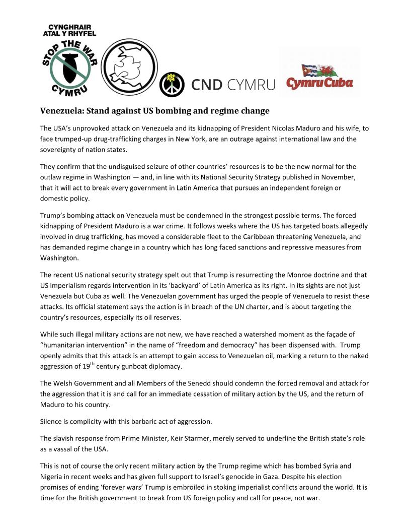 Venezuela joined statement screenshot