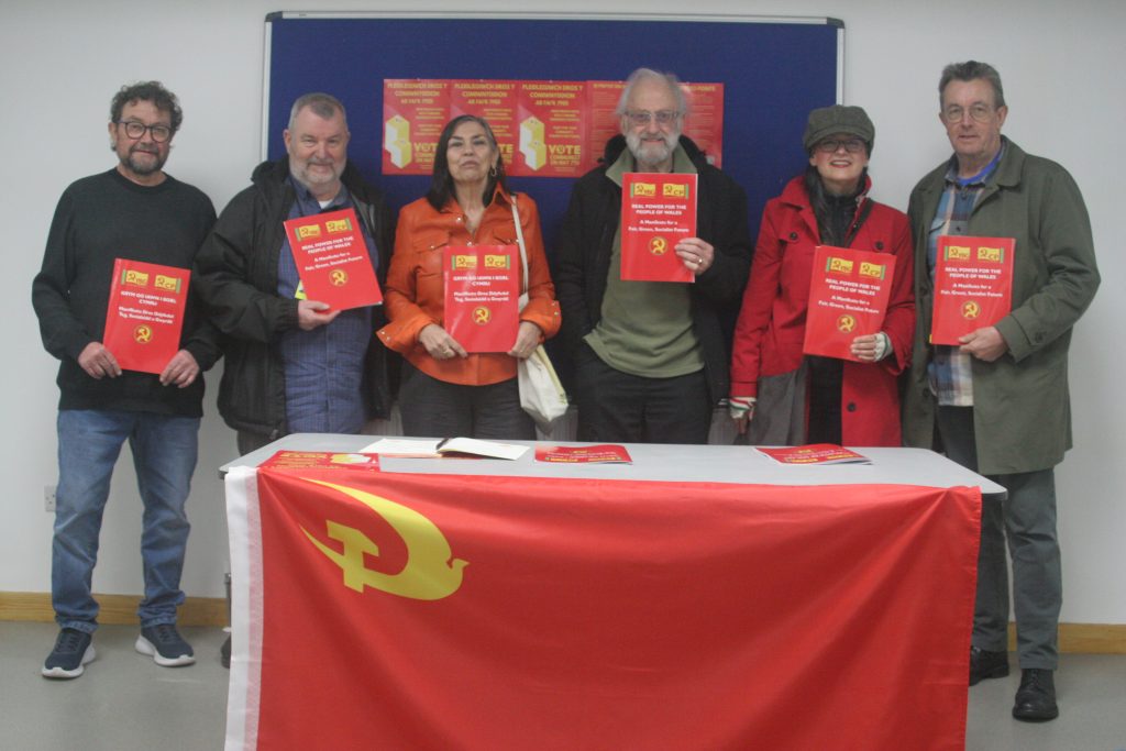 Friends of the Communist Party in Cardiff holding the newly launched manifesto.