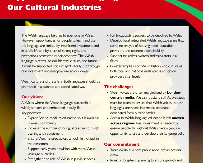 Support the Welsh Language and Our Cultural Industries