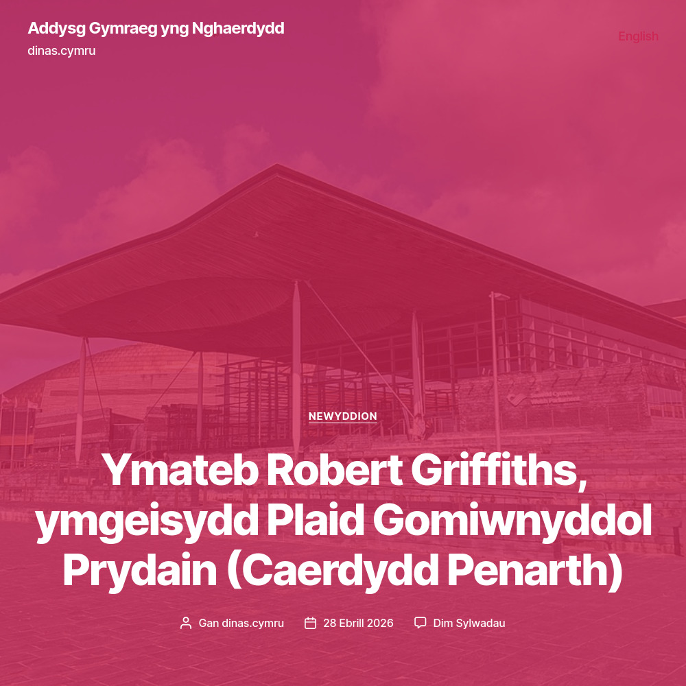 Screenshot from dinas.cymru website with answers by Robert Griffiths in Welsh.