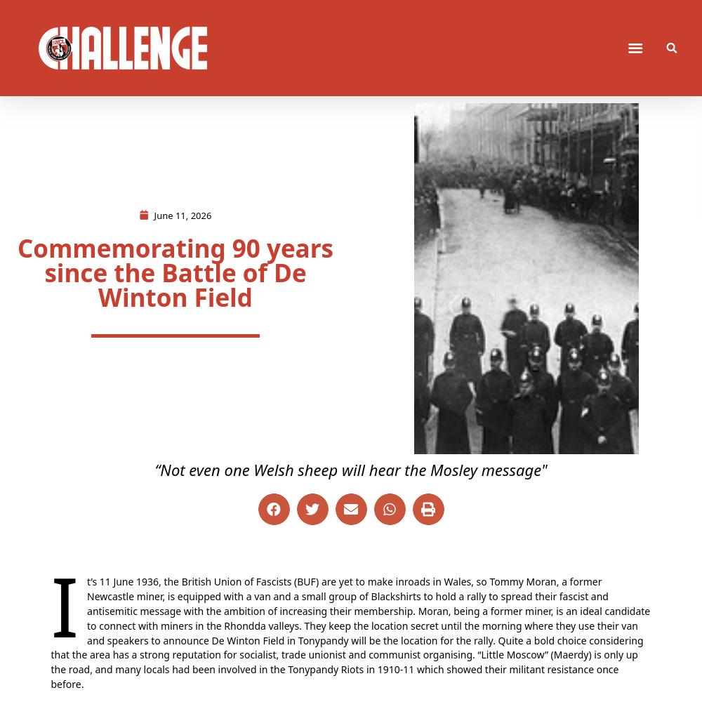 Screenshot of the Challenge magazine website article on the Battle of the de Winton's field.
