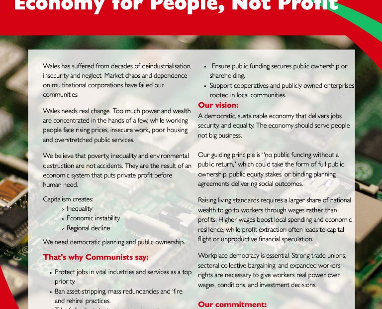 Planned economy for people, not profit.