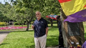 Robert Griffiths speaking at the International Brigade 90 year commemoration event